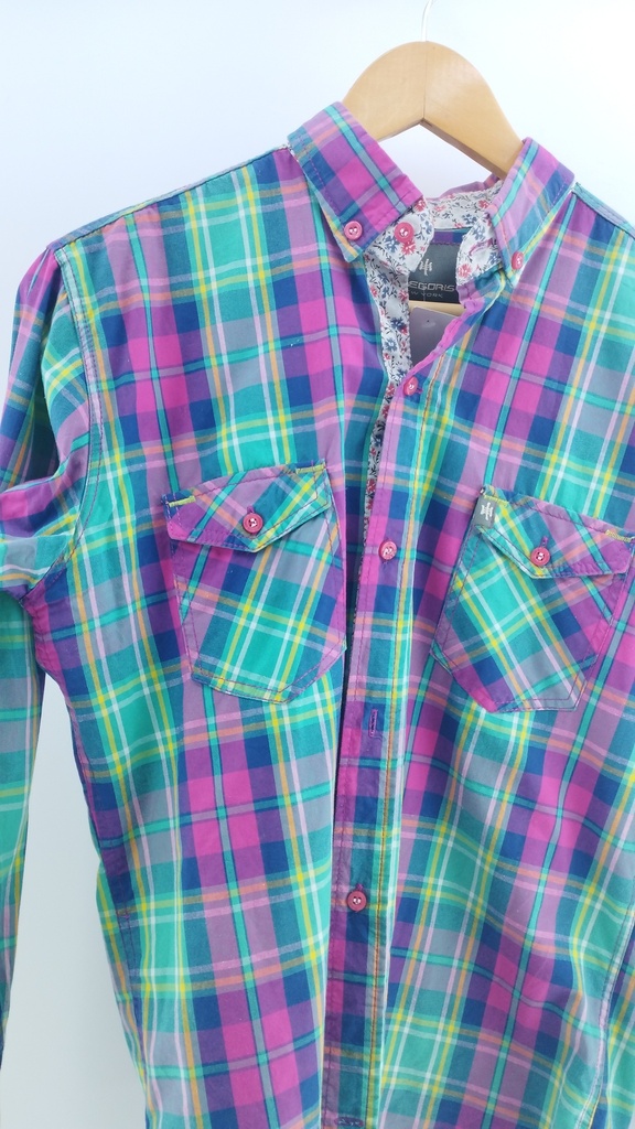 CAMISA GREGORYS CUADARILLE FUCSIA  T:M