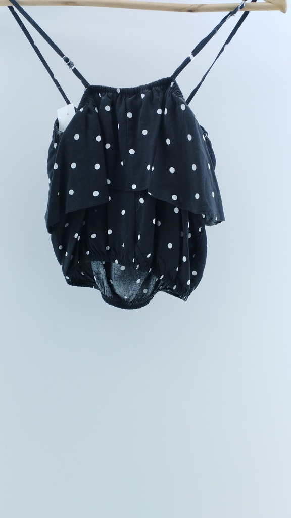 TOP NEGRO LUNARES BLANCOS