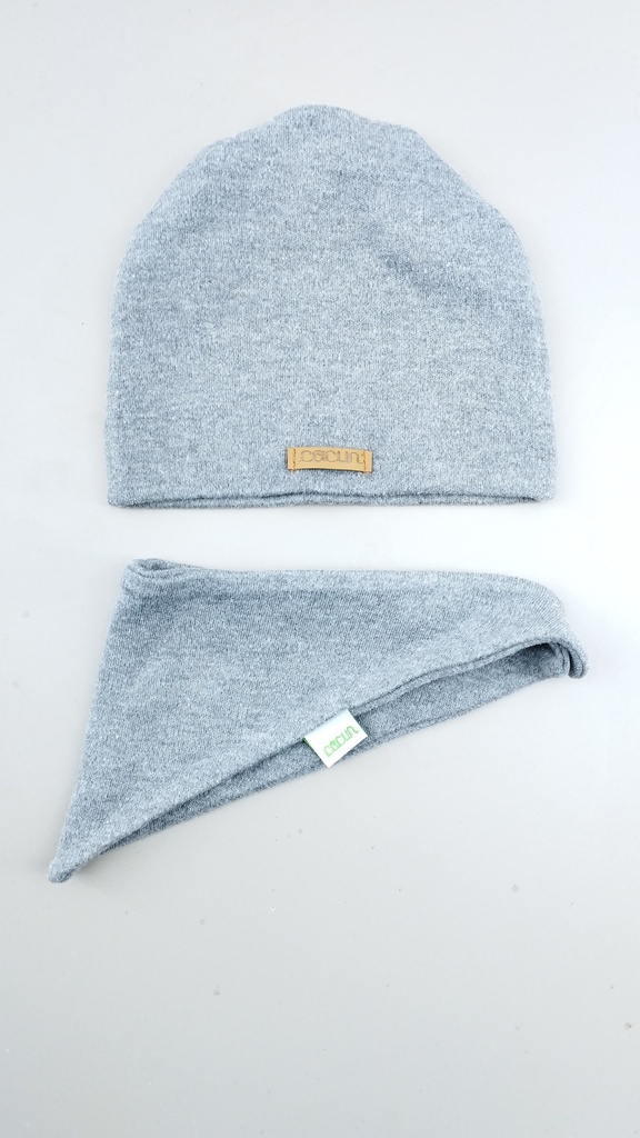 GORRO Y BABERO GRIS Cocun T:Bebé