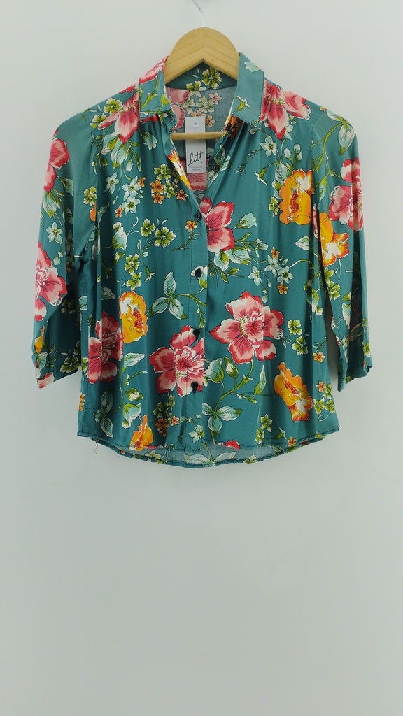 Camisa verde floreada T:M