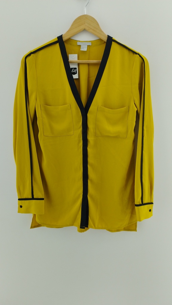 Camisa mostaza lineas negras T:3 H&M