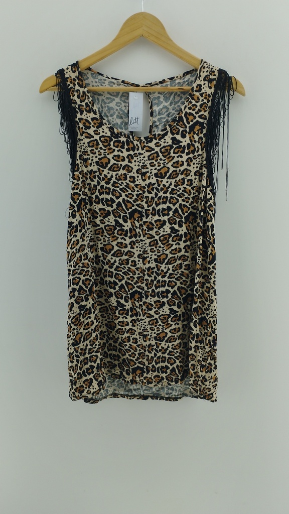 Vestido animal-print y flecos T:M/L