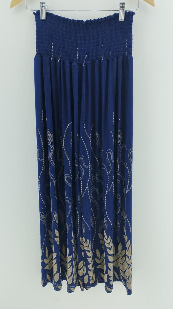 Pantalón liviano azul detalles beige T:M