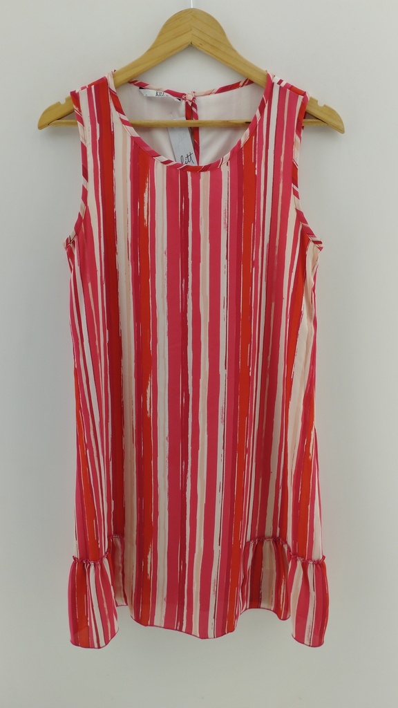Vestido rojo y rosa lineas verticales KILL T:38