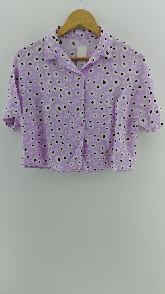 Camisa lila flores blancas T:1