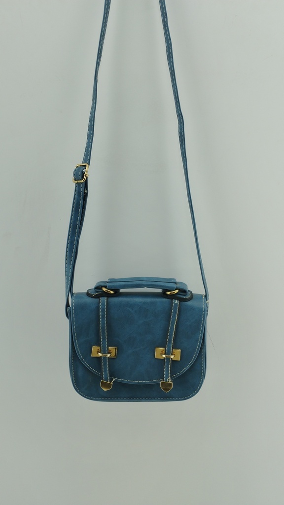 Cartera azul detalles dorados