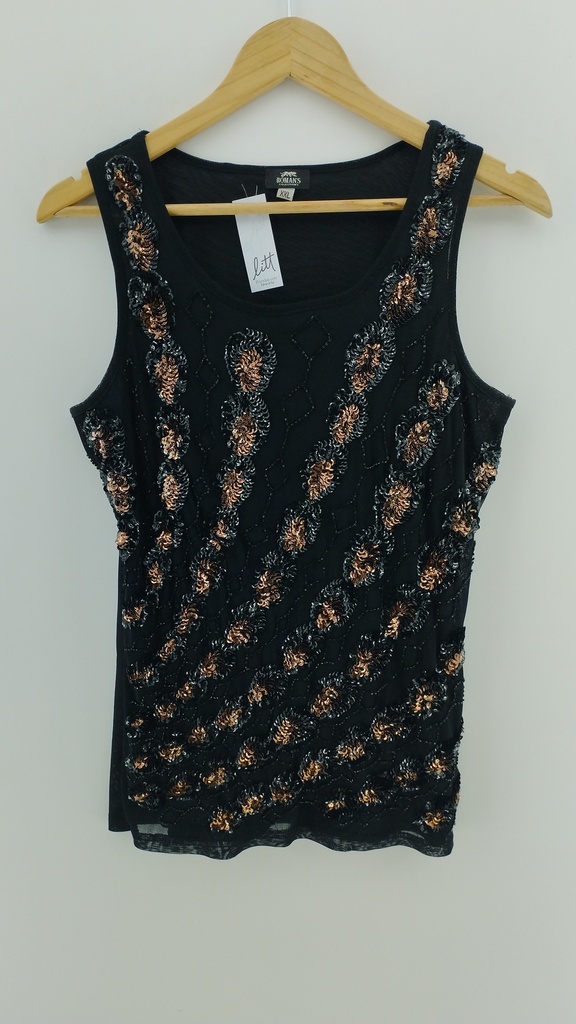 Blusa negra bordado negro y cobre ROMANS T:XXL