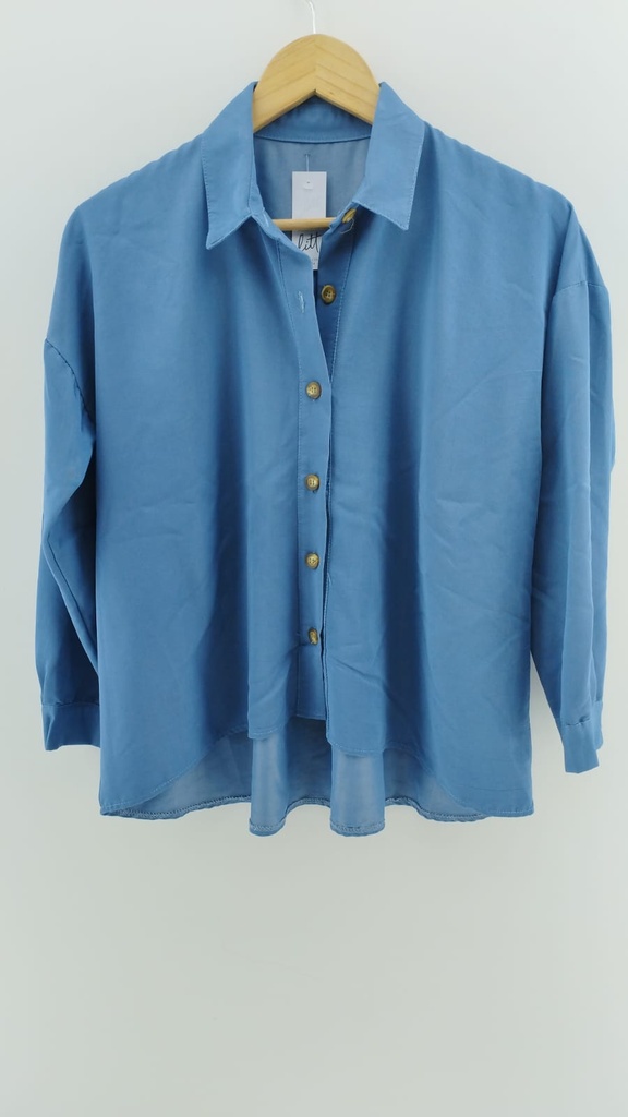 Camisa azul cuello redondo T:M