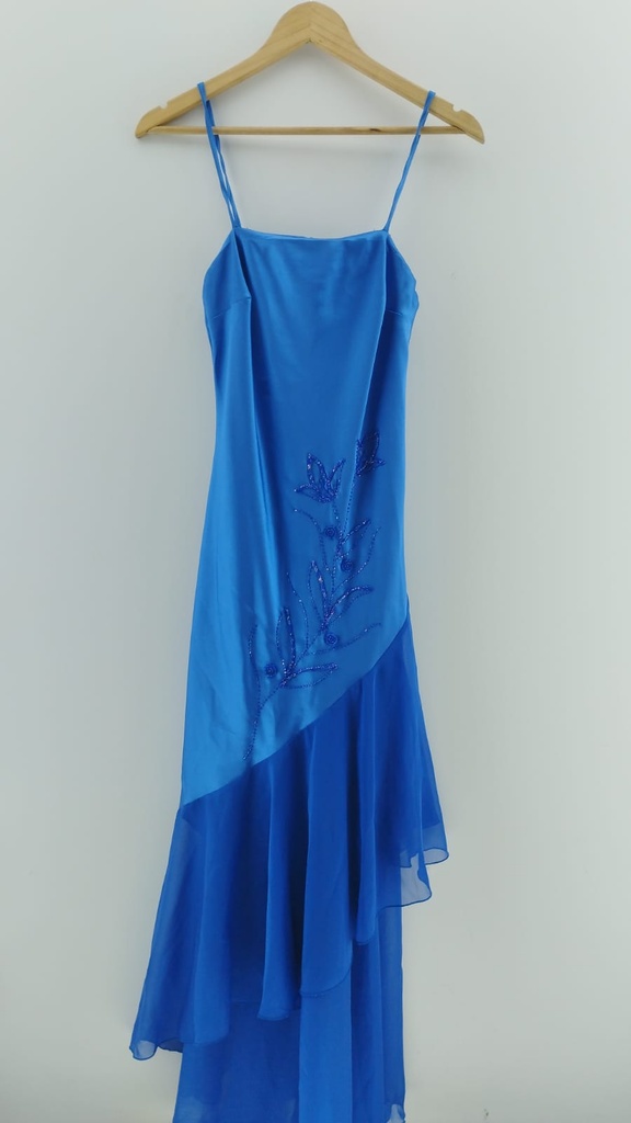 Vestido azul bordado diseño flor T:2