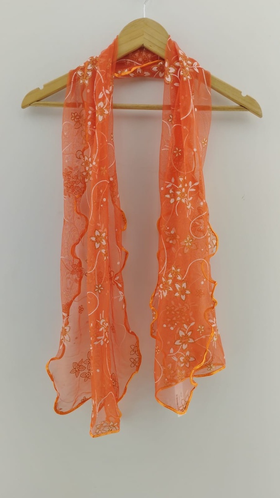 Pañuelo naranja flores blancas