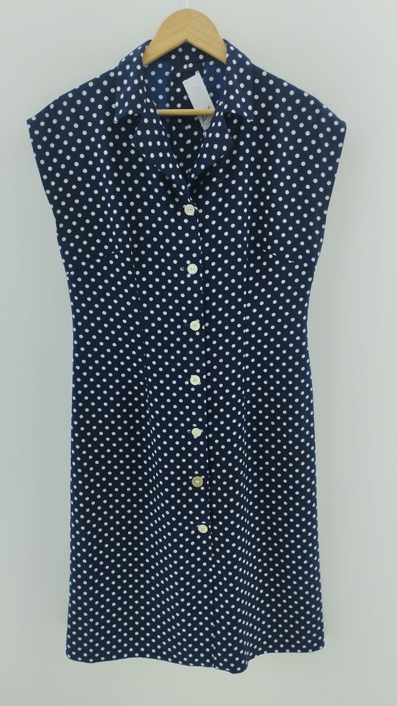 Vestido azul lunares abotonado T:L