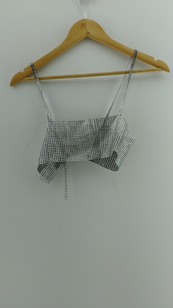 Top strass plateado T:U