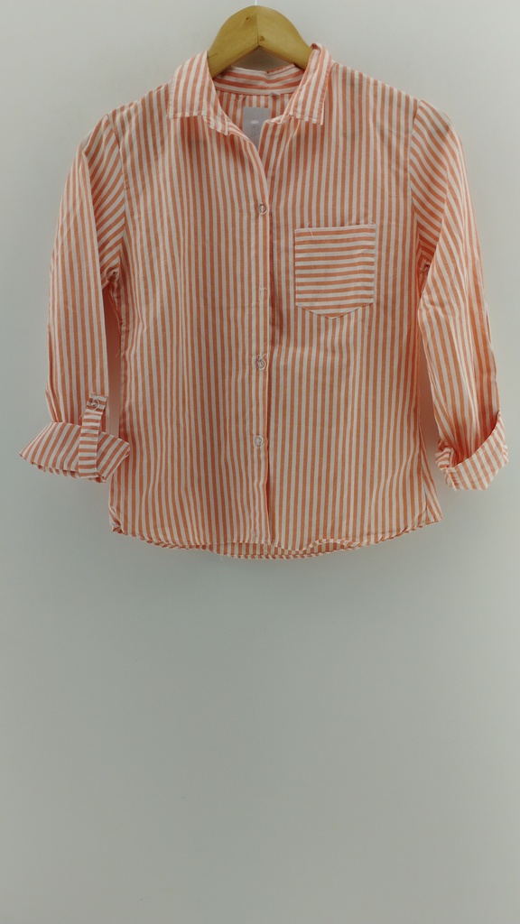 Camisa rayas verticales blanca y naranja T1