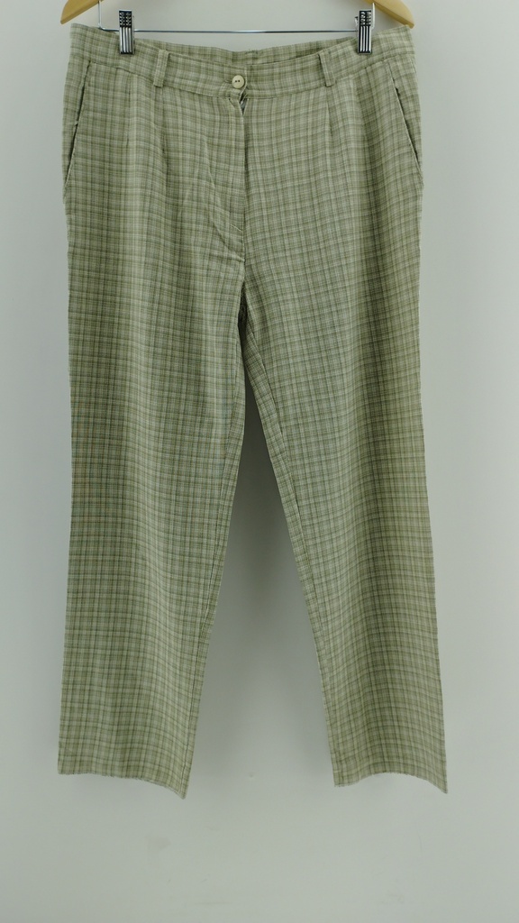 Pantalón de vestir blanco y verde cuadrille T:46