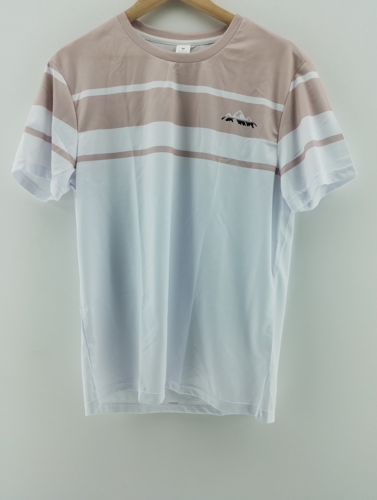 Remera deportiva blanca y rosa viejo T:M