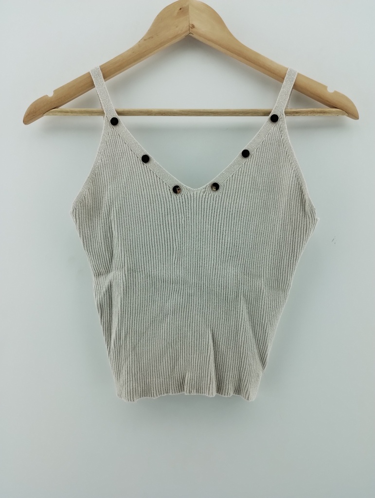 Musculosa beige detalle frontal dorado T:M