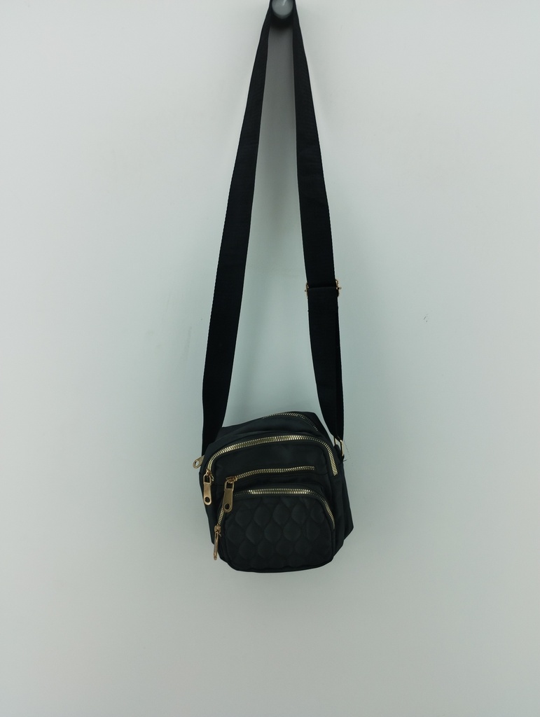 Bandolera negra cierres dorados