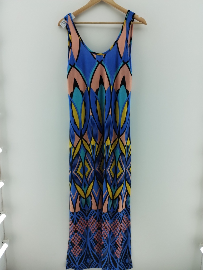 Vestido largo azul diseño abstracto T:4