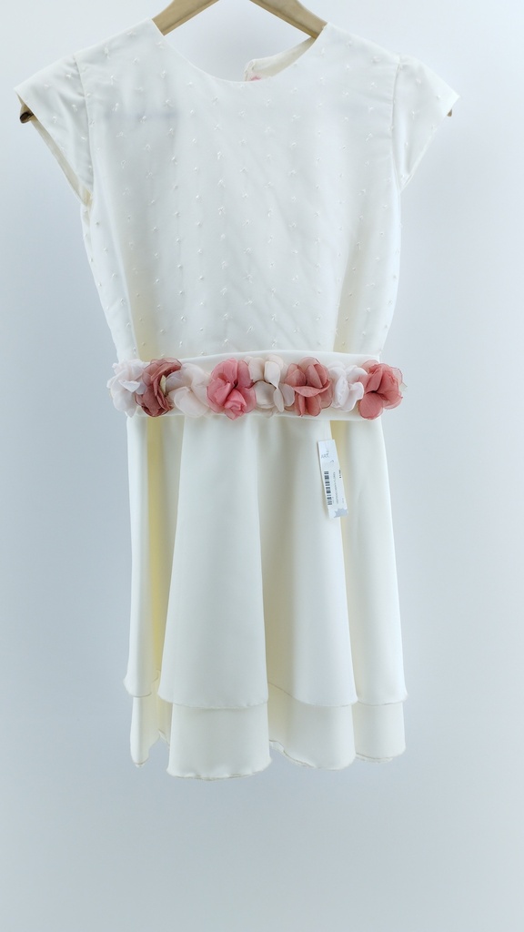 VESTIDO CREMA FLORES
