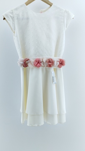 [1437-18] VESTIDO CREMA FLORES