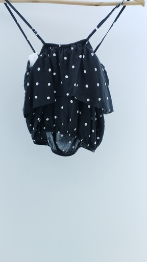 [1535-7] TOP NEGRO LUNARES BLANCOS