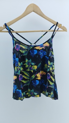 [1564-11] BLUSA AZUL FLORES
