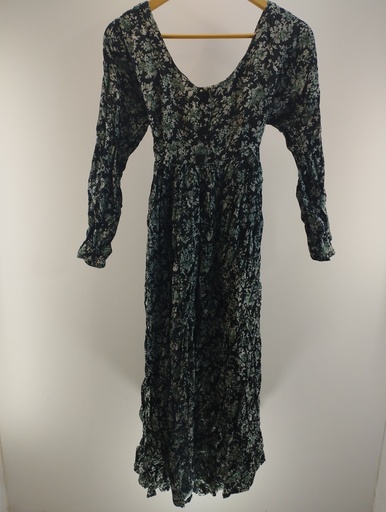 [P01640-04] VESTIDO LARGO GUINDA FLOREADO T:U