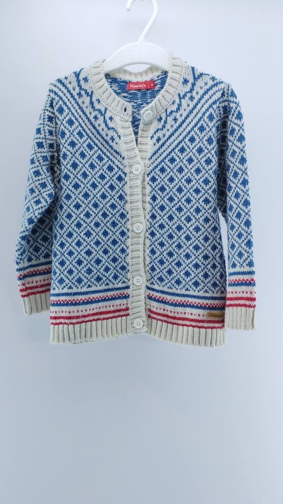 CARDIGAN AZUL BLANCO CELESTE MIMO T:4