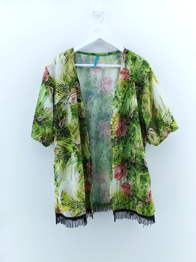[P02718-11] KIMONO MULTICOLOR VERDE T:L