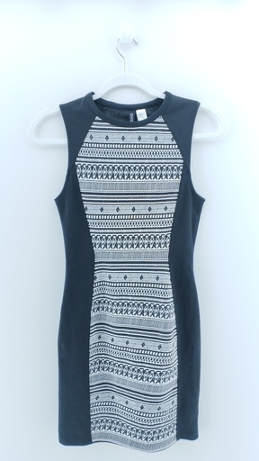 [P03303-01] VESTIDO BLANCO NEGRO H&M T:36