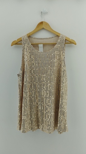 [P04704-5] Blusa beige lentejuelas rectangulares T:L
