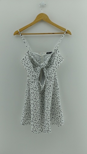 [P04705-1] Vestido blanco lunares RETRO T:S