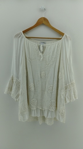 [P04706-6] Blusa blanca estilo bohemio T:3