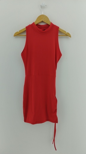 [P04707-3] Vestido rojo frunce T:M