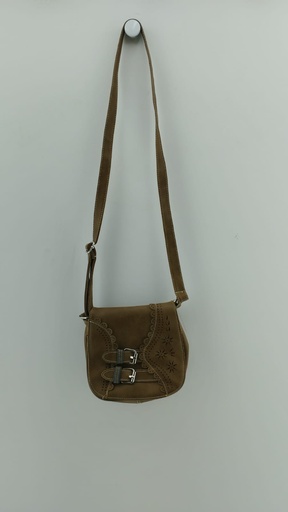 [P04715-3] Cartera marrón labrada con cintos