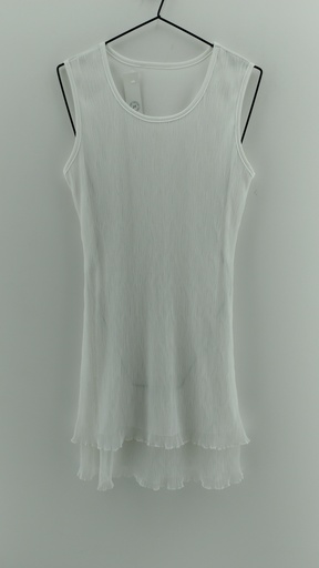 [P04713-9] Vestido blanco capas tul plisado T:M/L
