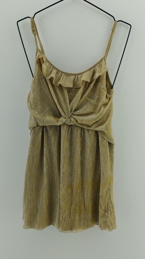 [P04721-2] Vestido dorado frunce delantero T:M