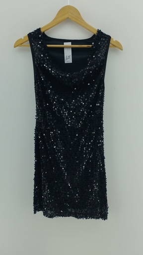 [P04724-6] Vestido negro lentejuelas T:M
