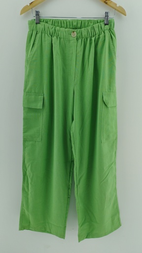 [P04726-3] Pantalón vestir verde estilo cargo T:L
