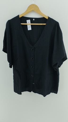 [P04726-5] Camisa negra mangas cortas T:L