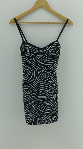 [P04731-5] Vestido blanco y negro estilo "op art" ZARA T:S