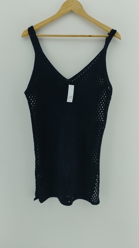 [P04731-6] Musculosa larga hilo negro calado T:M