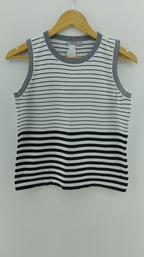 [P04738-2] Musculosa blanca rayada SILENZIO T:L