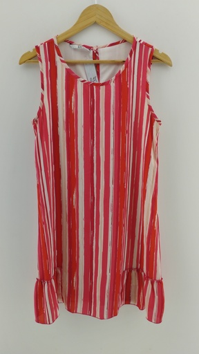 [P04741-2] Vestido rojo y rosa lineas verticales KILL T:38