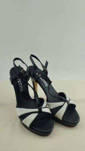 [P04741-12] Sandalias taco aguja blanco y negro IRENNA  T:36
