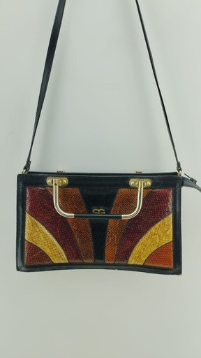 [P04748-2] Bolso de mano vintage rígido patrón en abanico SG