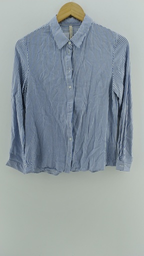 [P04747-1] Camisa blanca rayas verticales rojas SUBURBIA T:L