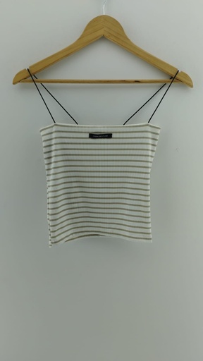 [P04768-3] Top blanco rayas beige MALAS PERO CUTIE T:1