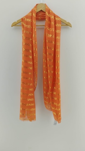 [P04773-10] Pañuelo naranja detalles dorados