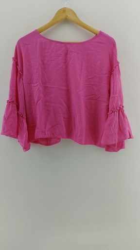 [P04804-1] Blusa rosada mangas acampanadas con frunces T:L